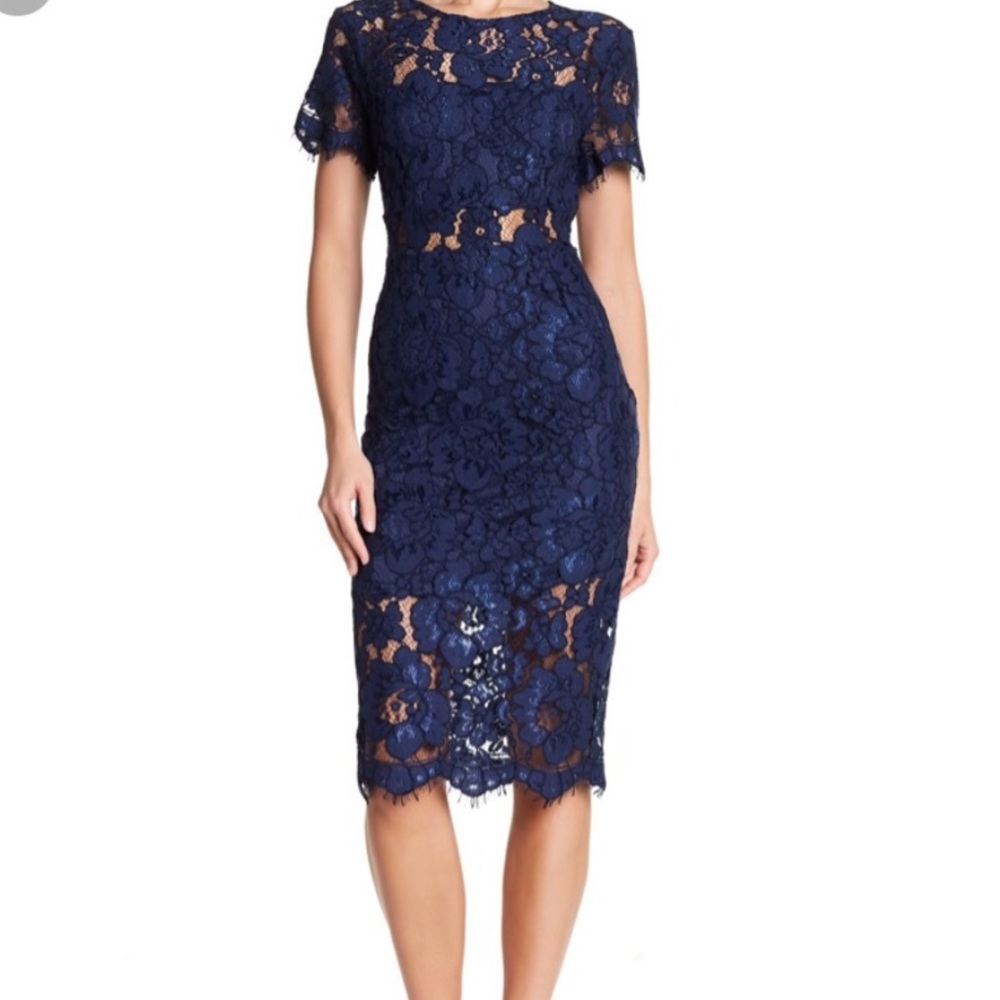New with tags! NSR Navy lace midi dress